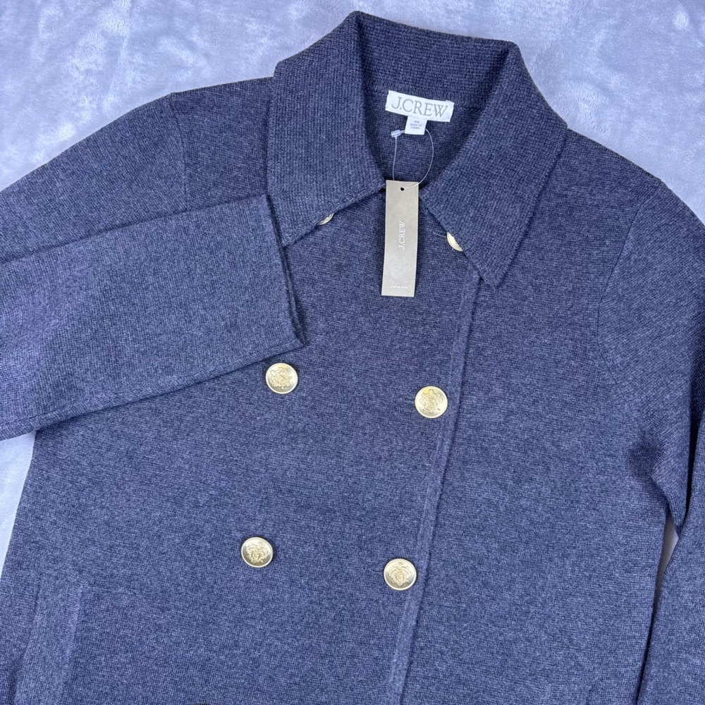 J.Crew Merino Wool Blend Double Breasted Sweater Blazer Womens XS Charcoal Gray